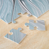 フローラフラッモダンタル抽象芸術ブルーグレー ジグソーパズル (側面)