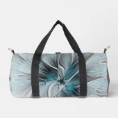 フローラフラッモダンタル抽象芸術ブルーグレー ダッフルバッグ (正面)