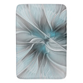 フローラフラッモダンタル抽象芸術ブルーグレー バスマット (正面縦)