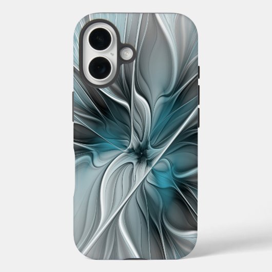 フローラフラッモダンタル抽象芸術ブルーグレー Case-Mate iPhoneケース (裏面)