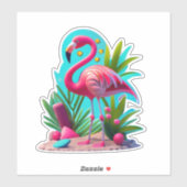 フローラフラミンゴクラシックラウンドステッカー シール (シート)