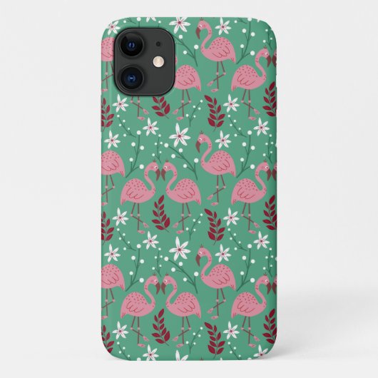 フローラフラミンゴシームレスピンクグリーン Case-Mate iPhoneケース (裏面)