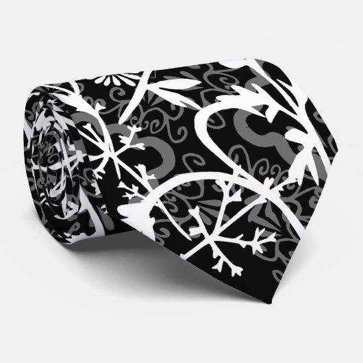 フローラフラワーグレースケールネックタイ ネクタイ (ロール)