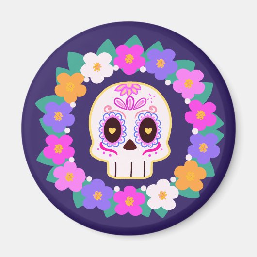 フローラフラワーシュガースカル マグネット (正面)