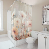 フローラフラワーズオレンジベージュピーチデザイン328 シャワーカーテン (インサイチュ)