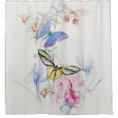 フローラフラワーズバターカラフルフライズガーデン シャワーカーテン (正面)