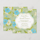 フローラフラワーズブライダルシャワーインビテーションブルー 招待状 (正面/裏面)
