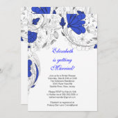 フローラフラワーズブライダルシャワーインビテーションブルー 招待状 (正面/裏面)