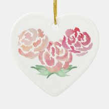 フローラフラワーハート形状セラミックホリデーオーナメント
