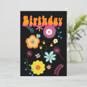 フローラフラワーパワーカラフル誕生日招待状 招待状 (スタンド正面)