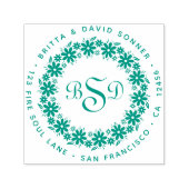 フローラフラワーリース3モノグラム – 差出人住所 セルフインキングスタンプ (デザイン)