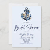 フローラフラワー航海のブルーいかりブライダルシャワー 招待状 (正面)