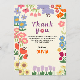 フローラフラワー誕生日5thサンキューフラットカード サンキューカード