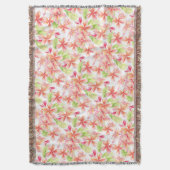 フローラフランジパニ熱帯花の水彩 スローブランケット (正面縦)