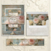 フローラフランスのエレガントヴィンテージローズブーケピンク 招待状