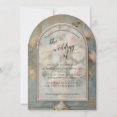 フローラフランスのエレガントヴィンテージローズブーケピンク 招待状 (正面)