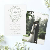 フローラフランスのセージ緑の結婚紋章の写真 サンキューカード