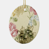 フローラフランスのティーカップティーポットパリティーパーティー セラミックオーナメント (右)