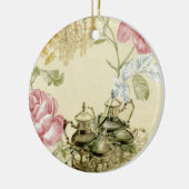 フローラフランスのティーカップティーポットパリティーパーティー セラミックオーナメント (左)
