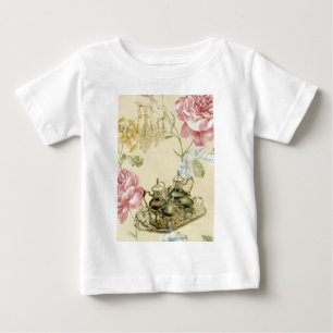 フローラフランスのティーカップティーポットパリティーパーティー ベビーTシャツ