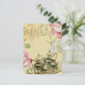 フローラフランスのティーカップティーポットパリティーパーティー ポストカード (スタンド正面)