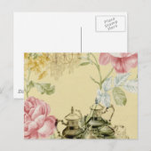 フローラフランスのティーカップティーポットパリティーパーティー ポストカード (正面/裏面)