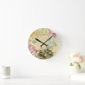 フローラフランスのティーカップティーポットパリティーパーティー ラウンド壁時計 (ホーム)