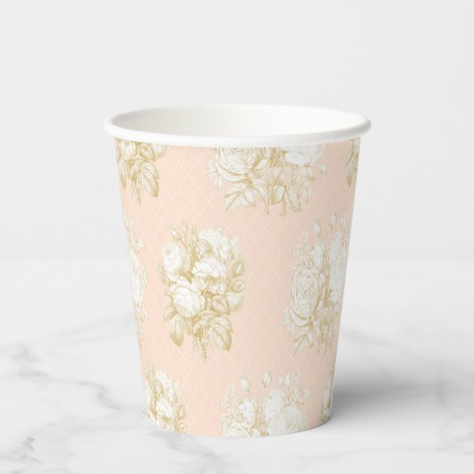 フローラフランスのトイルエレガントガールベビーシャワー赤面 紙コップ (裏面)