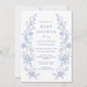 フローラフランスのトイルブルーベビーシャワー 招待状 (正面)