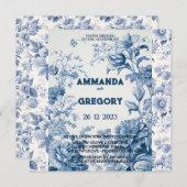 フローラフランスのトイルブルー招待状 (正面/裏面)