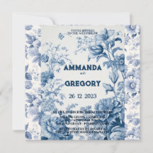 フローラフランスのトイルブルー招待状