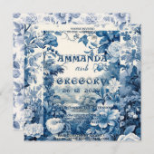 フローラフランスのトイルブルー招待状 セーブザデート (正面/裏面)