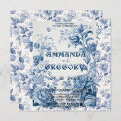 フローラフランスのトイルブルー招待状 セーブザデート (正面/裏面)