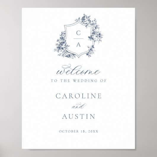 フローラフランスのバラの結婚Crestのウェルカムサイン ポスター (正面)