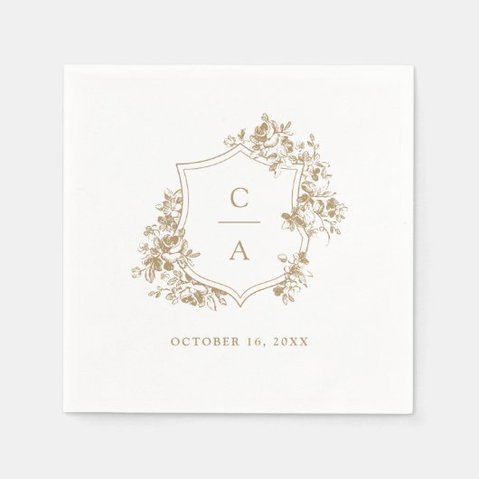 フローラフランスのバラボ結婚タニカルクレストナプキン スタンダードカクテルナプキン (正面)