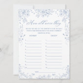 フローラフランスのブルーベビーシャワー推測年齢ゲームカード 招待状 (正面)