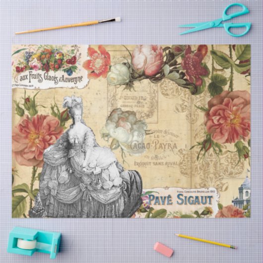 フローラフランスのマリーアントワネットエフエメラデクページ 薄葉紙 (クラフト)