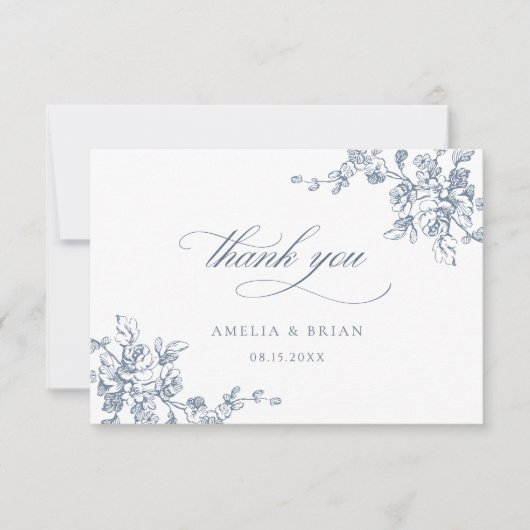 フローラフランスのヴィンテージエレガントな結婚式 サンキューカード (正面)