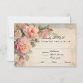 フローラフランスのヴィンテージエレガントジャンク結婚ジャーナル 出欠カード (正面)