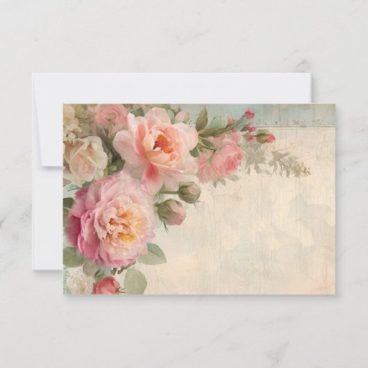 フローラフランスのヴィンテージエレガントジャンク結婚ジャーナル 出欠カード (裏面)