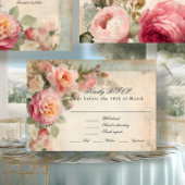 フローラフランスのヴィンテージエレガントジャンク結婚ジャーナル 出欠カード