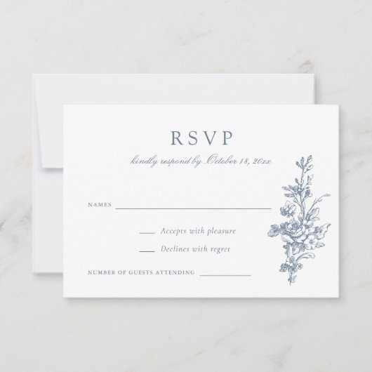 フローラフランスのヴィンテージトイルウェディングRSVP 招待状 (正面)