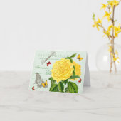 フローラフランスのヴィンテージノートカード(美しいバラ付き) カード (黄色い花)
