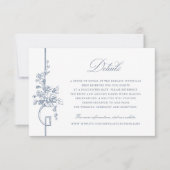 フローラフランスのヴィンテージブルーエレガントウェディング詳細 招待状 (正面)
