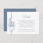 フローラフランスのヴィンテージブルーエレガントウェディング詳細 招待状 (正面/裏面)