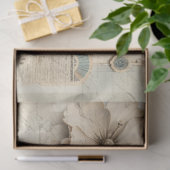 フローラフランスのヴィンテージブルーピンクエフェメラデクページ 薄葉紙 (ギフト)