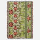 フローラフリーズ縁どインアールヌーボースタイル スローブランケット (正面縦)