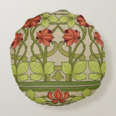 フローラフリーズ縁どインアールヌーボースタイル ラウンドクッション (裏面)