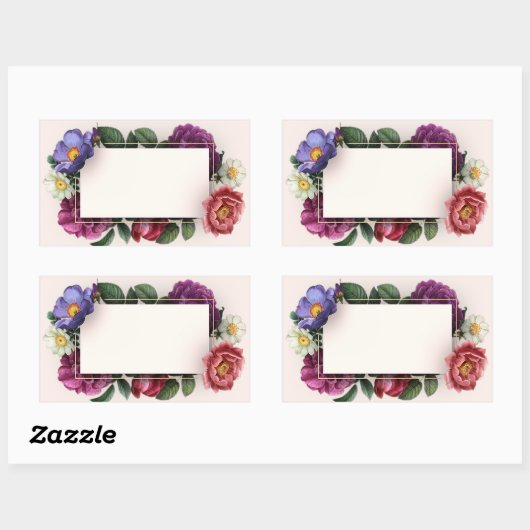 フローラフレかわいらしームヴィンテージスタイル 長方形シール (シート)