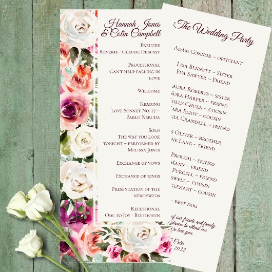 フローラフレエレガントームピンク赤面パープルピーチホワイト プログラム